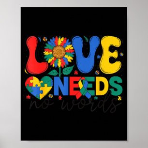 Liefde heeft geen woorden zonnebloem autisme bewus poster