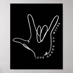 Liefde heeft geen Word ASL Autisme Bewustheid SPED Poster