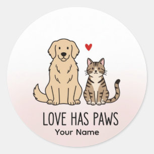 Liefde Heeft Poten Mooie Minimalistische Hond- e Ronde Sticker