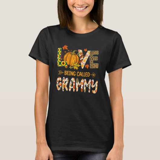 Liefde heet Grammy Pumpkin Fall Leaves T-shirt (Voorkant)