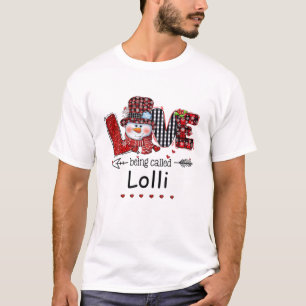 Liefde heet Lolli Snowman Kerstmis Red Plai T-shirt