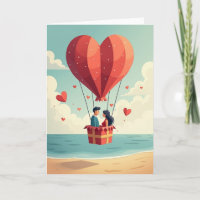 Liefde Heet Luchtballon Koppel Kaart