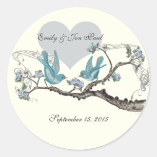  Liefde Heet Roze Aqua op Ivoor Vogels Stickers