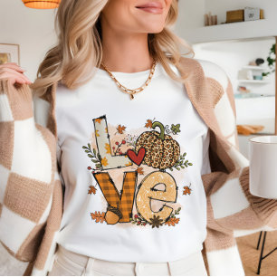Liefde herfst pompoen kunst favoriete herfst girly t-shirt