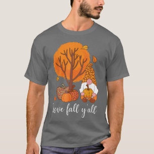 Liefde Herfst Y'all Cute Gnomes Pumpkin Autumn Tre T-shirt