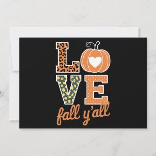 Liefde Herfst Y'All Luipaardprint Herfst Thanksgiv Feestdagenkaart