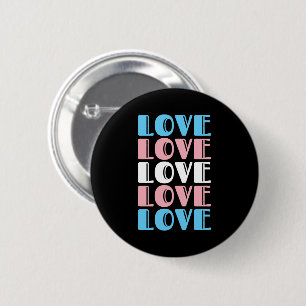 Liefde Herhalende Tekst LGBTQ Transgender Pride Ronde Button 5,7 Cm