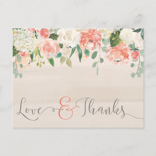 Liefde & het Bedankt de Bloemen danken u Briefkaart (Voorkant)