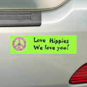 Liefde Hippies! Bumpersticker (Op auto)