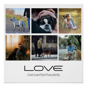 Liefde Hond Familie Portret Collage Ontwerp Perfect Poster