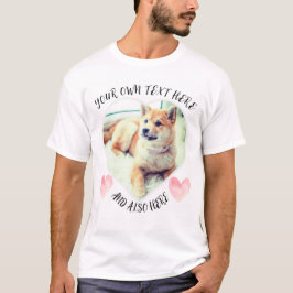Liefde hond foto hartvorm tekst en roze harten t-shirt