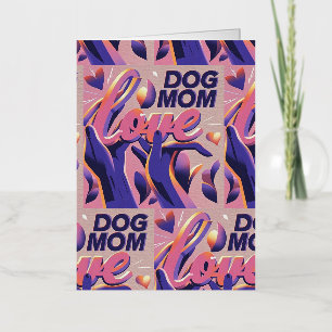 Liefde Hond Moeder Roze Paars Folie Wenskaart