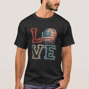 LIEFDE Honkbal Amerikaanse Vlag Patriottische USA T-shirt