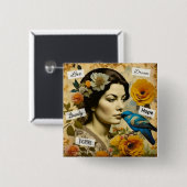 Liefde, Hoop, Schoonheid Inspirerend Vrouw Vierkante Button 5,1 Cm (Voorkant /achterkant)