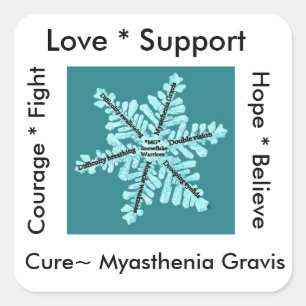 Liefde/Hoop/Vecht/Cure - Myasthenia Bewustheid Vierkante Sticker