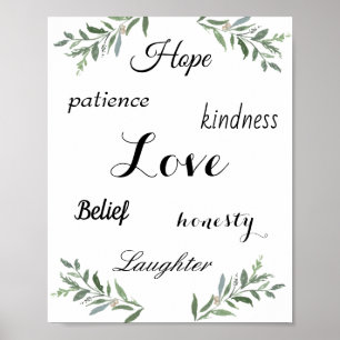 Liefde, hoop, vriendelijkheid Poster