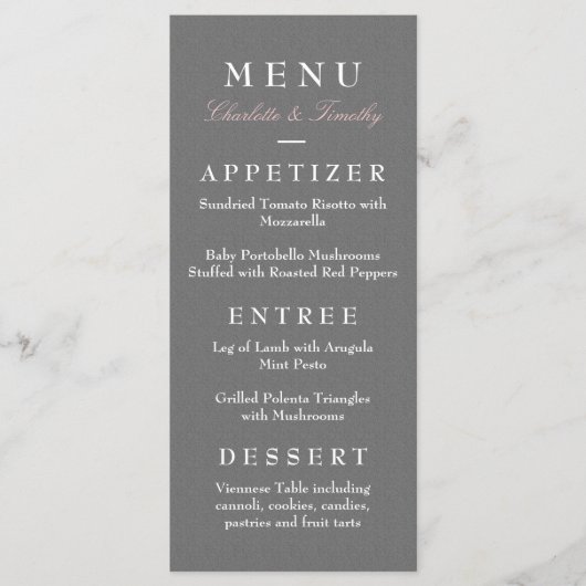 Liefde & Huwelijk Modern Wedding Menu (Voorkant)