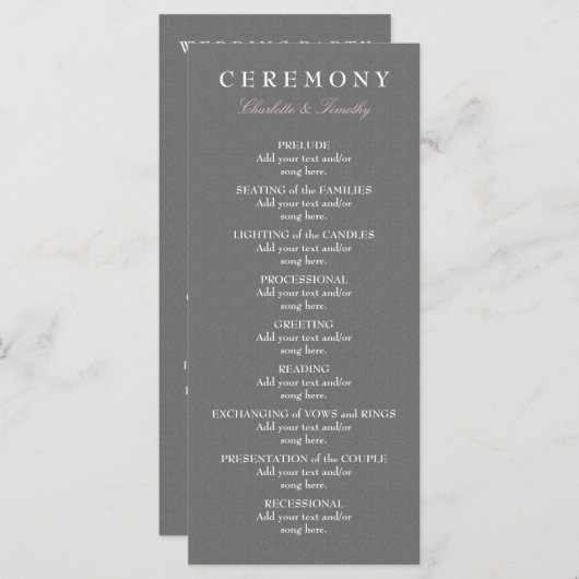 Liefde & Huwelijk Modern Wedding Programma (Voorkant / Achterkant)