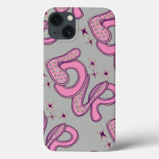 Liefde in 1960 stijl roze & grijs Case-Mate iPhone case (Achterkant)