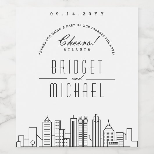 Liefde in Atlanta | Proost & Bedankt! Wijn Etiket (Enkel label)