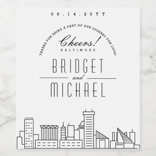 Liefde in Baltimore | Proost & Bedankt! Wijn Etiket (Enkel label)