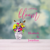 Liefde in bloei bloemenbruiloft acryl bord (Neutraal)