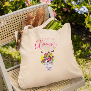 Liefde in bloei bloemenbruiloft tote bag