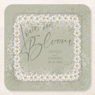 Liefde in bloei Boho Witte Bloemen Vierkante Kartonnen Onderzetter