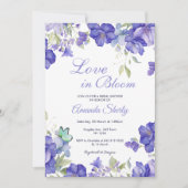 Liefde in bloei Paarse bruids douche uitnodiging (Voorkant)