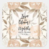 Liefde in bloei Perzik Bloemig Vierkante Sticker (Voorkant)