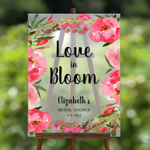 Liefde in Bloei Roze Bloemen Bruidsdouche Acryl Bord