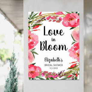 Liefde in Bloei Roze Bloemen Bruidsfeest Poster