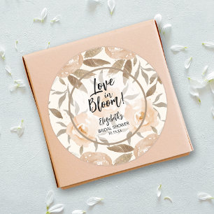 Liefde in bloei rustieke perzik bloemen ronde sticker
