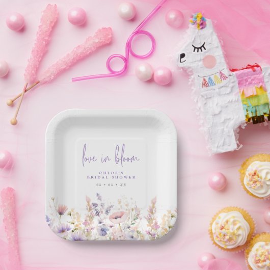 Liefde in bloei Sering Wilde Bloemen Bruidsmeisjes Papieren Bordje (Feest)