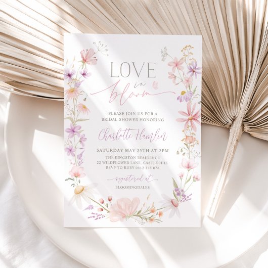 Liefde in bloei wilde bloem bruiloft feest kaart