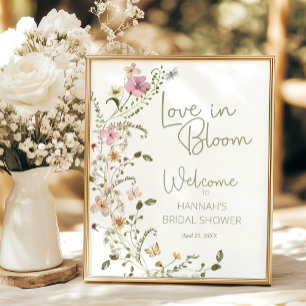 Liefde in Bloei Wilde Bloem Bruiloft Feest Welkom Poster