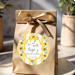 Liefde in bloei zonnebloemen bruidsfeest cadeautje ronde sticker