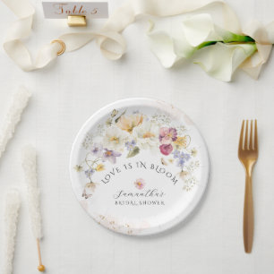 Liefde in bloem Wildflower Rustic Vrijgezellenfees Papieren Bordje