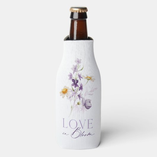 Liefde in Bloom Bloemen Trouwfles Koeler (Fles Voorkant)