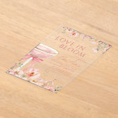 Liefde in Bloom Champagne Roze Boog Vrijgezellenfe Acryl Uitnodigingen (Laagn)