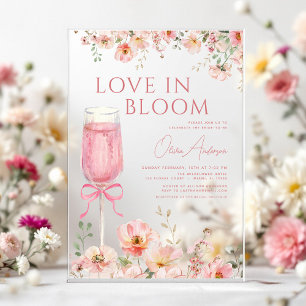 Liefde in Bloom Champagne Roze Boog Vrijgezellenfe Acryl Uitnodigingen