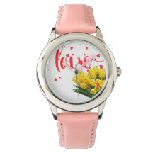 Liefde in Bloom – Elegant Bloemenhorloge met Roze 
