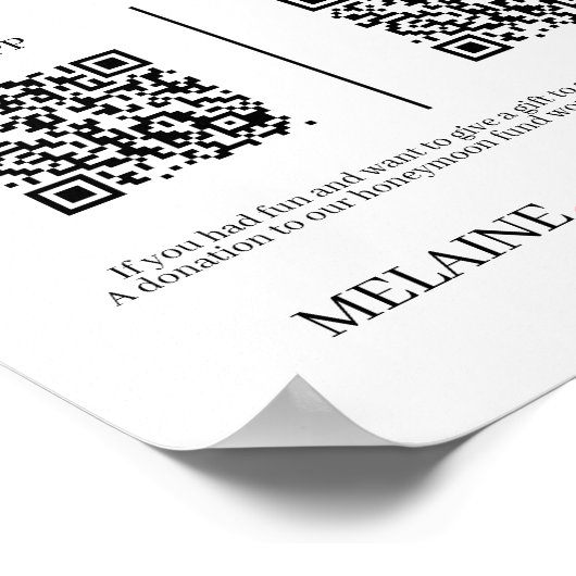 Liefde in Bloom Honeymoon Fund Sign Poster (Hoek)