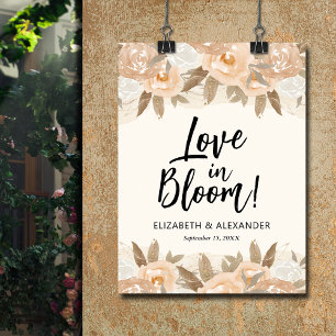 Liefde in Bloom Perzik Bloemen Bruiloft Welkom Poster