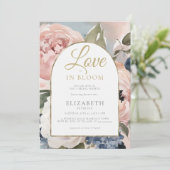 Liefde in Bloom Pioen Goud Boho Arch Vrijgezellenf Kaart (Staand voorkant)