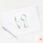 Liefde in Bloom Roos Floral Ronde Sticker (Envelop)