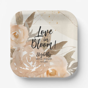 Liefde in Bloom Rustieke Perzik Bloemen Papieren Bordje
