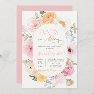 Liefde in Bloom Spring Floral Baby shower Meisje Kaart