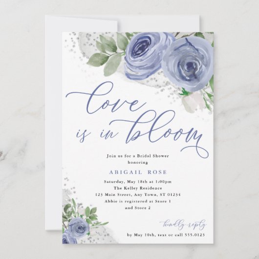 Liefde in Bloom Vrijgezellenfeest Blue Silver Flow Kaart (Voorkant)