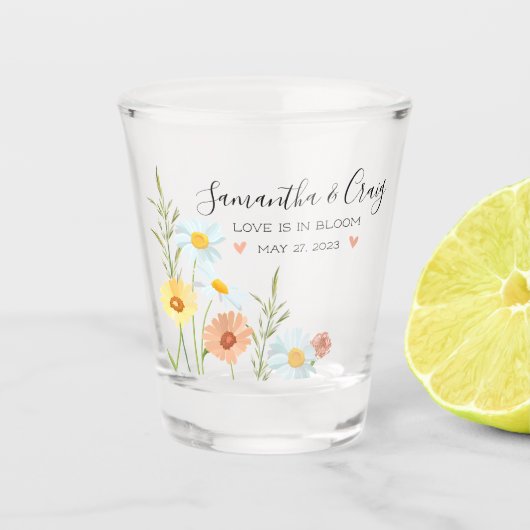 Liefde in Bloom Wildflower Daisy Shot Glass Shot Glas (Voorkant)